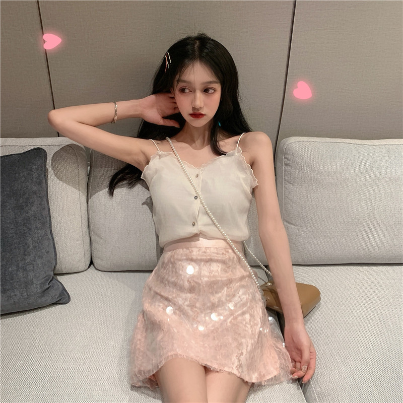夏季套装女2019新款外穿吊带背心时尚闪闪网纱高腰半身裙两件套潮|ruв категории Женская одежда, костюм/студенты школьную форму/обмундирования, Другие костюм - от Buy2taobao.com для оказания профессиональной услуги покупки агента Taobao
