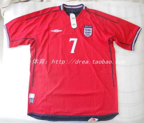 全新02英格兰球衣 2002世界杯7号贝克汉姆足