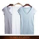 V领+圆领 中长T恤 夏季 纯棉 打底百搭 短袖修身 GLAMOUR CAPTAL V领+圆领 中长T恤 夏季 纯棉 打底百搭 短袖修身 GLAMOUR CAPTAL