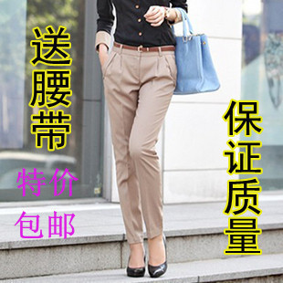  年春秋新款 职业女裤韩版西装裤长裤 正装裤中腰小脚裤卡其色