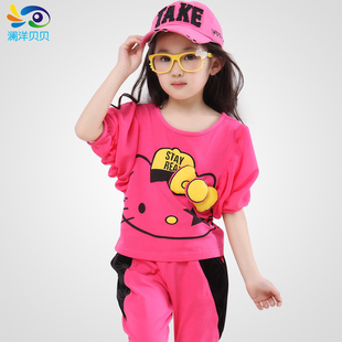  澜洋贝贝童装儿童女童夏装春装新款韩版卡通运动套装休闲套装