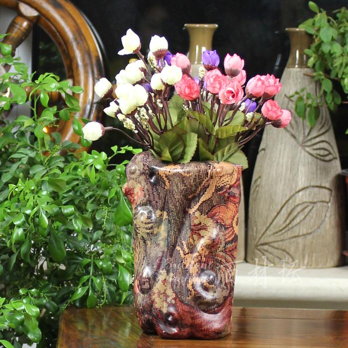个性创意手绘彩陶瓷花器花瓶 家居工艺礼品摆件 仿真台面花插简约 个性创意手绘彩陶瓷花器花瓶 家居工艺礼品摆件 仿真台面花插简约