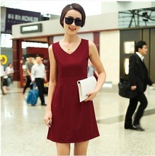 2013 spring sleeveless vest dress Korean Women summer V-neck Slim wild fashion bottoming skirt