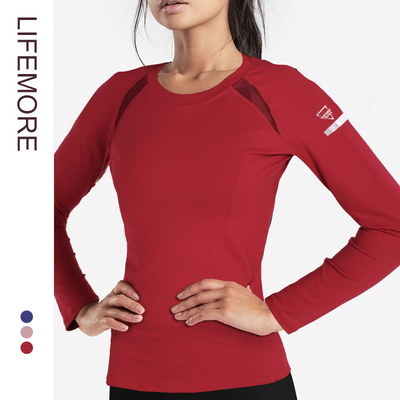 网红速干跑步运动上衣修身罩衫套头弹力显瘦瑜伽长袖T恤健身衣女