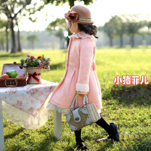  童装韩版羊毛呢子女童大衣加厚中大儿童外套公主裙式秋冬毛呢大衣