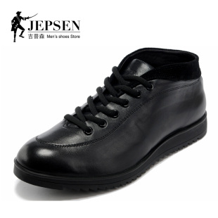  JEPSEN/吉普森 加绒男靴子Y089 英伦潮流 皮靴 真皮拼接 保暖棉鞋
