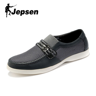  JEPSEN/吉普森 网布牛皮男鞋 0609 夏季懒人鞋 透气 休闲驾车鞋