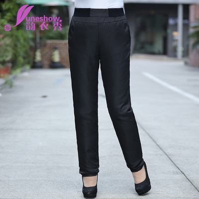 妈妈装羽绒裤显瘦修身女士中高腰羽绒裤中老年羽绒裤女大码加厚