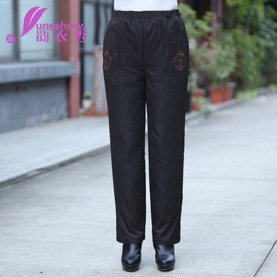 新款奶奶羽绒裤活里活面羽绒裤中老年羽绒裤女加大码可拆卸内胆