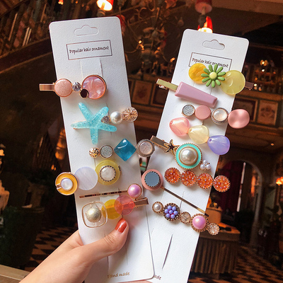 夹子头饰发夹边夹少女简约风气质顶夹刘海一字夹泫雅珍珠网红发卡