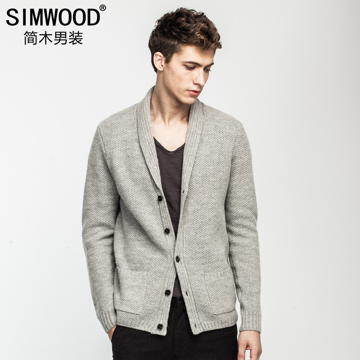 简木<em>男装 秋装</em>新款男士休闲毛衣<em>开衫外套</em> 男潮