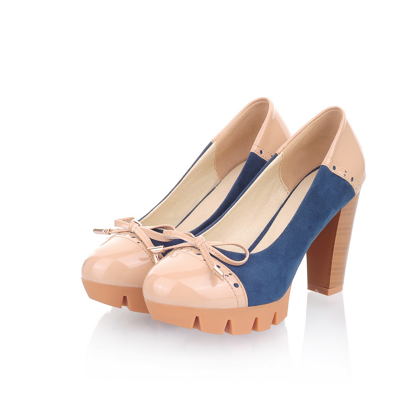 春季新款超高跟拼色蝴蝶...