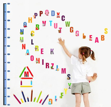 1.8米英语字母身高贴墙壁贴纸儿童墙贴贴纸卧