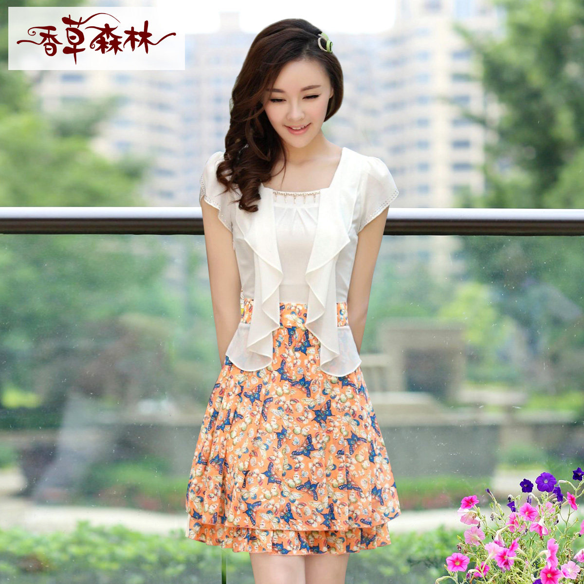 <em>时语女装</em>2013夏季新款 唇印雪纺连衣裙 夏 短袖