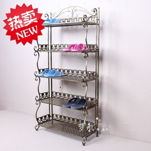  五折特价欧式铁艺鞋架简易折叠鞋架多功能置物架立式陈列架拖鞋架