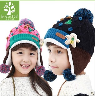 潮韩国外贸男童女童宝宝婴儿童帽子冬小孩加绒