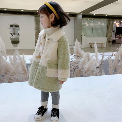 女童羊羔毛外套2019冬装新款儿童宝宝韩版中长款洋气毛绒保暖大衣