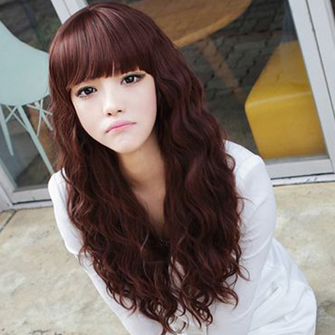 热销假发 长卷波浪特价包邮 齐<em>斜刘海</em>时尚新款