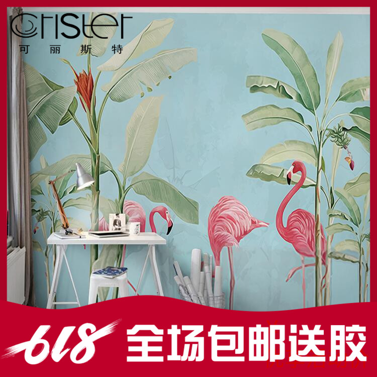Northern Europe Simplicity modern wallpaper Flamingo ins decorate mural a living room bedroom Restaurant television background wallpaperin the Decoration main material , Wallpaper , Non-woven wallpaper category - from Buy2taobao.com to provide professional Taobao agent buy service
