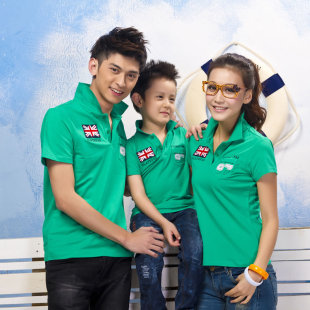  正品 爱乐U亲子装新品 家庭装母女装夏装 翻领短袖T恤