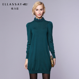 ELLASSAY歌力思女装专柜正品精致圆领气质100%羊毛针织衫2013新