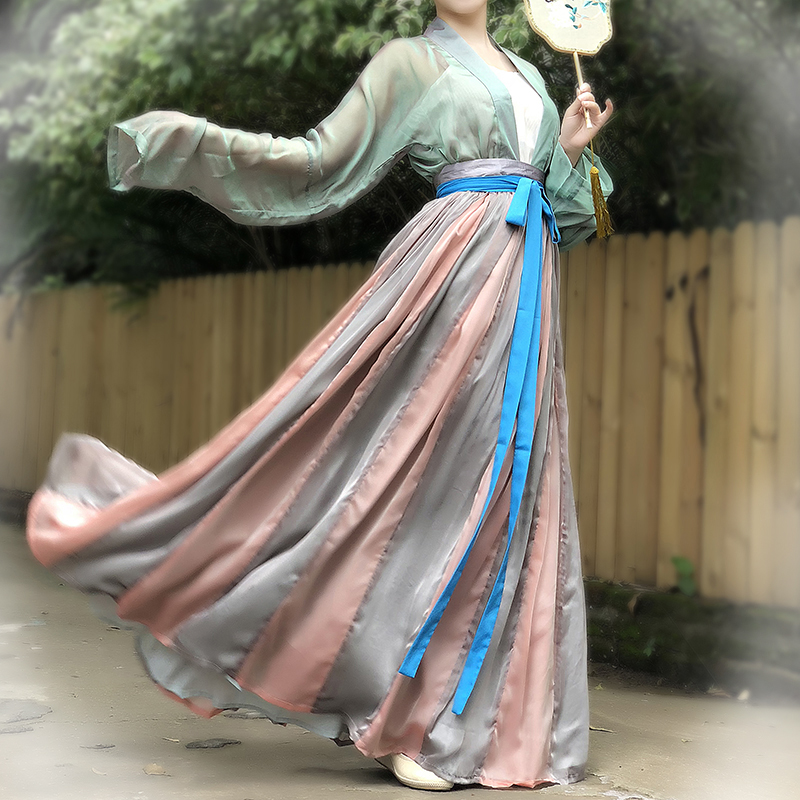 芳刹(化纤版)青霓对襟高腰襦裙套装幻色间色原创女装汉服显高瘦|ruв категории Женская одежда, костюм/национальная одежда/театр костюм, национальная одежда/этап погрузки - от Buy2taobao.com для оказания профессиональной услуги покупки агента Taobao
