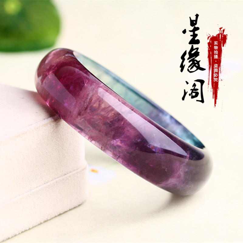 天然收藏级彩萤石手镯 时尚女款水晶手镯西瓜碧玺般绚丽多彩手环在类目 饰品/流行首饰/时尚饰品新, 手镯中 - 来自Buy2taobao.com提供专业的淘宝代购服务
