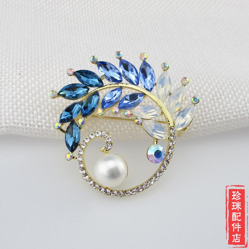 DIY Pearl Accessories fashion Color diamond Feather Brooch Sternum Pin Popular female Jewelry Accessoriesin the Accessories/Fashion Jewelry, Brooch category - from Buy2taobao.com to provide professional Taobao agent buy service