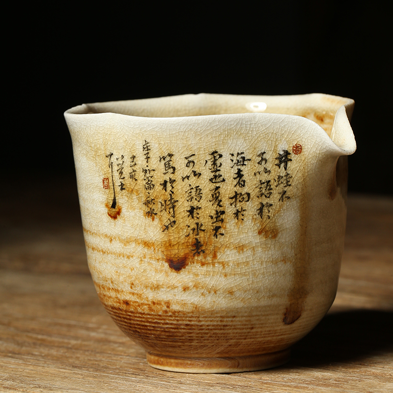 德馨阁全手工柴烧景德镇柴窑手绘诗文公道杯匀杯分茶器禅意茶具|ruв категории посуда, чайный сервиз, справедливость кубок - от Buy2taobao.com для оказания профессиональной услуги покупки агента Taobao
