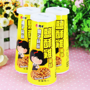 维力台湾进口零食品张君雅小妹妹条子杯杯盐酥鸡风味55g罐点心面
