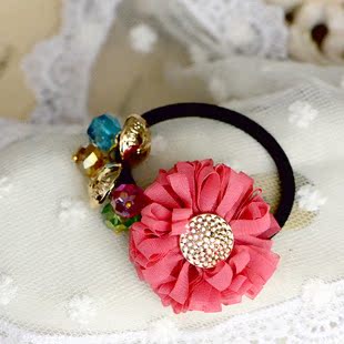  07187 名朵饰品 雏菊花朵发圈发绳头花 雪纺头饰结婚发饰韩版韩国