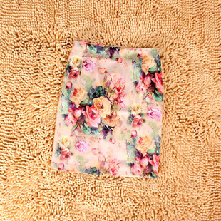  包邮春夏季新款甜美印花短裙女大码半身裙包臀裙OL高腰打底裙