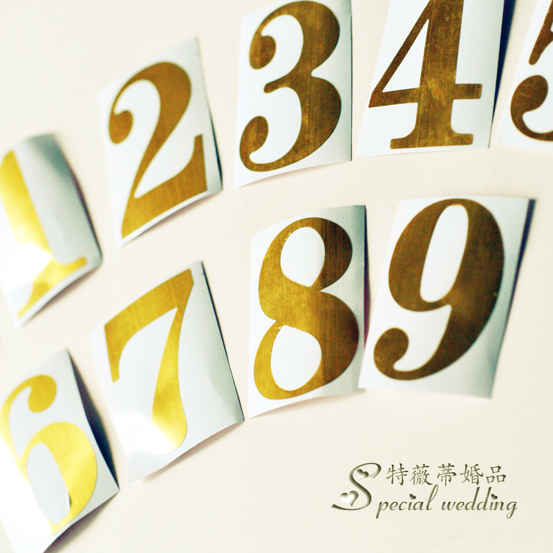 wedding Number plate Table cards Taiwan card Stickers DIY Digital paste combination golden aluminum foil Digital Postin the Festive supplies/Gift , Seat card category - from Buy2taobao.com to provide professional Taobao agent buy service