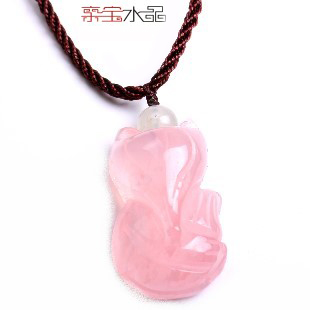 亲宝水晶 正品天然星光粉晶狐狸项坠/吊坠单身招桃花送绳特价包邮 亲宝水晶 正品天然星光粉晶狐狸项坠/吊坠单身招桃花送绳特价包邮