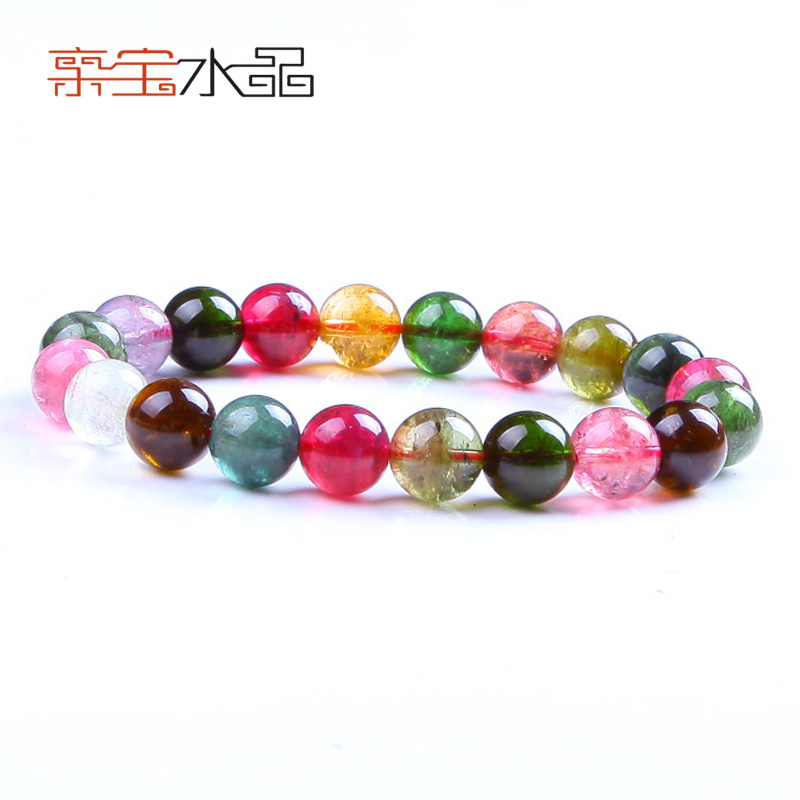 亲宝水晶 巴西天然至尊冰种级碧玺9.8mm女款时尚手链 专柜5折 亲宝水晶 巴西天然至尊冰种级碧玺9.8mm女款时尚手链 专柜5折