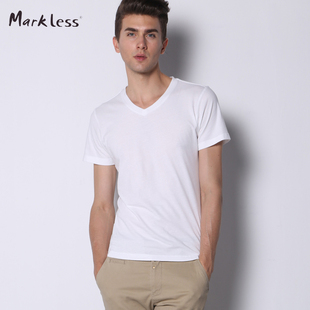  Markless 正品夏装新款 男装V领纯棉短袖T恤男士打底T汗衫