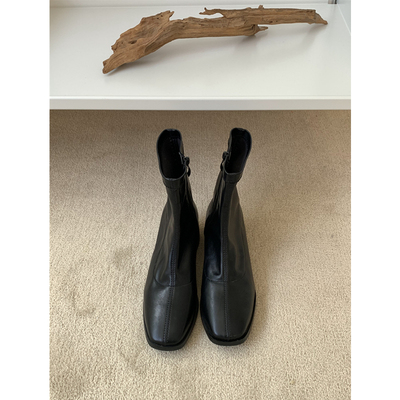 Sleep at 11 搭配款 韩国2020新款复古英伦风低跟侧拉链短靴