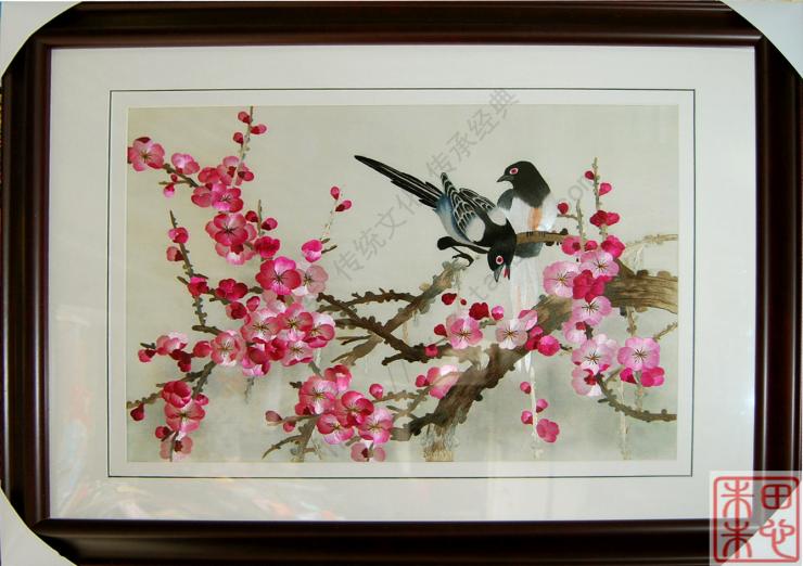 田心朱朱 苏绣手工刺绣成品精品客厅画喜上梅梢喜鹊登梅中式画|ruв категории домашний ткань, вышивка suite, вышивка - от Buy2taobao.com для оказания профессиональной услуги покупки агента Taobao