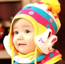 儿童帽子双兔套装韩新款幼儿童护耳帽秋冬款男女宝宝帽子