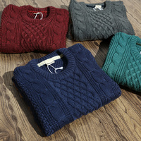 稻草人正品国际名牌男装男士红色<em>毛衣</em>圆领羊毛