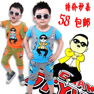  新款夏款 童装 男童 短袖套装 韩版鸟叔休闲两件套 儿童套装
