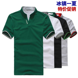  夏季纯棉潮男款t恤男短袖打底衫韩版个性V领英伦风男士短袖打底衫