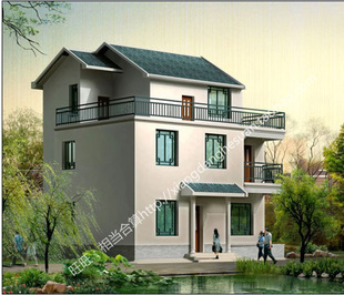 三别墅效果图施工图新农村自建房屋住宅CAD
