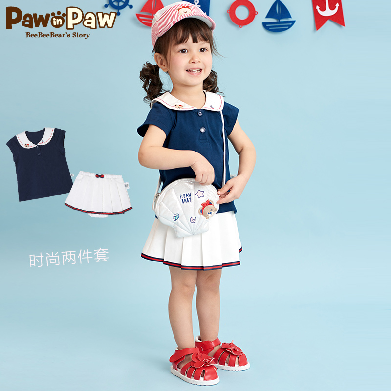 Pawinpaw卡通小熊童装2019年新款夏女宝宝套装短袖娃娃领百褶短裙|ruв категории Детская одежда, костюм - от Buy2taobao.com для оказания профессиональной услуги покупки агента Taobao