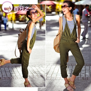  韩版女士哈伦休闲可爱宽松挂脖背带连体裤 981