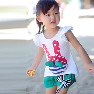  六一 童装 女童新款夏装女童 韩版 短袖 休闲 儿童套装
