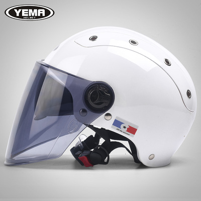 野马电动摩托车头盔男女夏季轻便式半盔双镜片防紫外线防晒安全帽