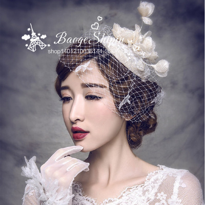 新娘饰品手工复古拍照网纱头花欧式结婚礼服头饰影楼配饰礼帽发饰