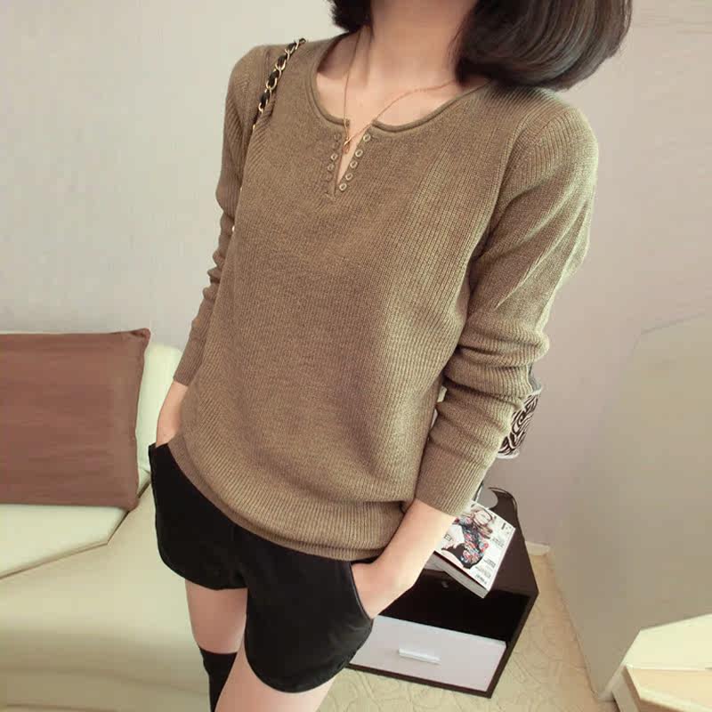 2013 spring new Korean loose sweater v neck thin knitted base sweater coat