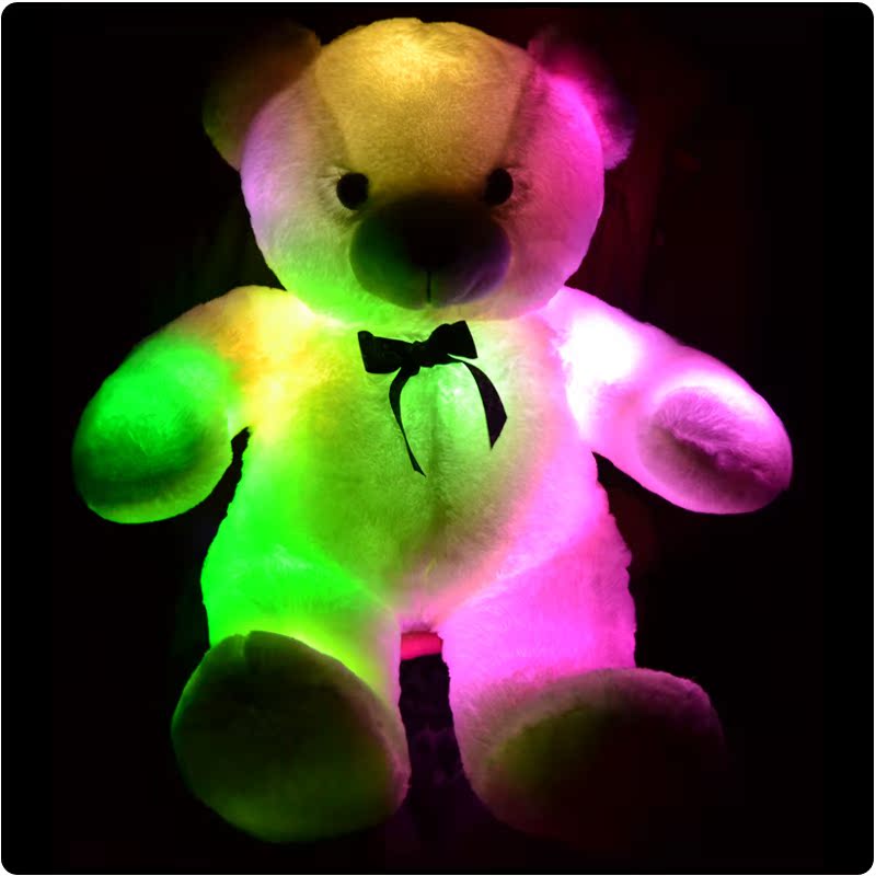 七彩音乐发光泰迪抱枕毛绒玩具布娃娃幸运星毕